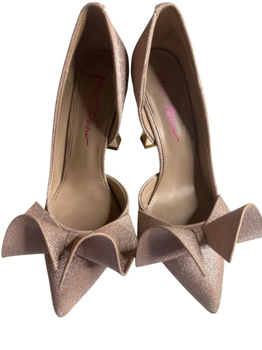 Betsey Johnson Glitter Bow High Heels Pointed Toe Pink Size 6M